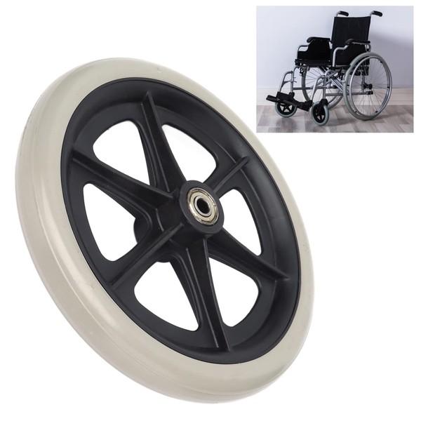 LANTRO JS - 8 inch wheelchair wheel, wheel set for wheelchairs, PU anti-slip replacement wheels, spare wheel accessories, grey