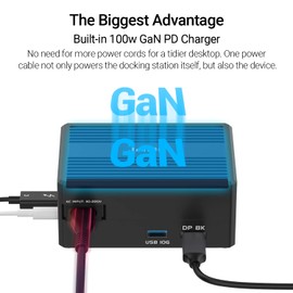 GaN Thunderbolt 3 Dock, JEYI 8-in-1 Dual Thunderbolt 3 Docking Station with NVMe M.2 Expansion, 8K DP,60W PD, USB-A 10Gbps - ThunderDock 7 Ultra