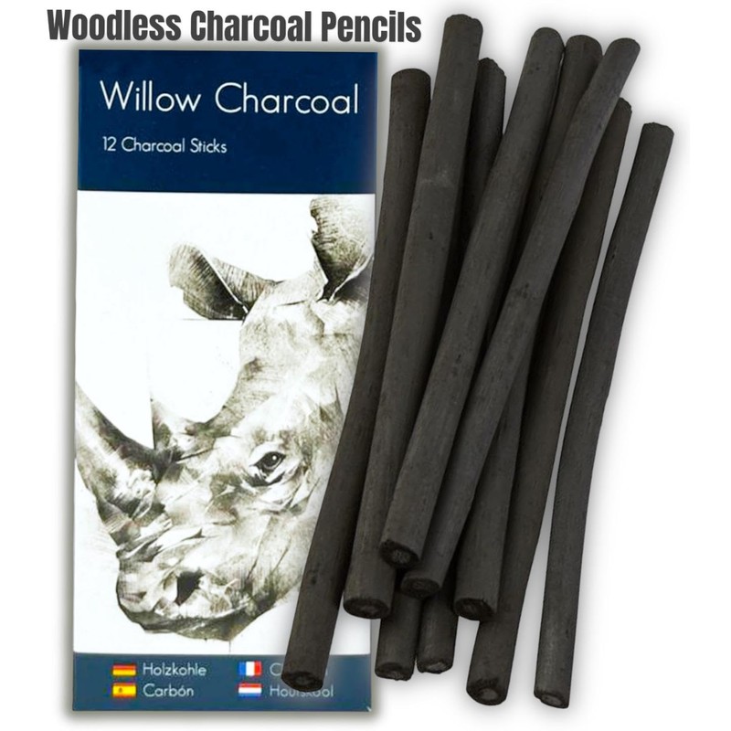 PaulStore 12 Assorted Willow Charcoal Sketch Drawing Natural Charcoal Sticks