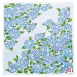 Yamamoto Nisshoten Yuzen Embroidered Handkerchief, Hydrangea B Blue, Japanese Pattern, Elegant, Made in Japan