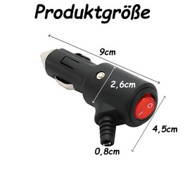 Leloco 2 Stück KFZ Universal 12V Zigarettenanzünder Stecker, 12V-24V Sicherheits-Universalstecker Normstecker mit LED-Schalter und 2 Stück 15A Sicherung für Auto LKW PKW Motorrad Navi usw