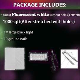 wymulot Glow in The Dark White 1000 Sqft Uncut Giant Spider Web Halloween Decorations Outdoor with 1 Black Light &10 Ground Nails Stretchy Beef Cloth Netting DIY Flexible Elastic for Yard Party Decor