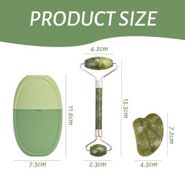 1 Grüne Walzen, 1 Doppelkopf-Roller Und 1 Horn-Scraping-Brett, Gesichtsmassagegerät, Manuelles Massagewerkzeug, Gesichtspflegezubehör.