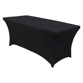 JIAHU Spandex Stretch Table Cover Cloth 5ft Foot Rectangular Fit Wedding Black 1Pc