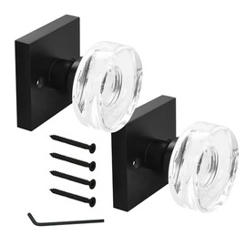 Nuk3y Nova Door Knob Crystal Glass Round (Dummys (2 Pack), Matte Black)