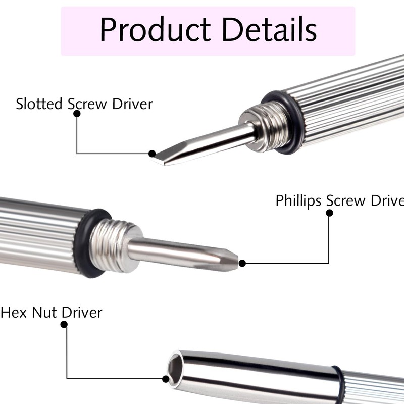 2 Pcs Mini Eyeglass Screwdriver Multifunction Hand Tool 3-in-1 Eyeglass