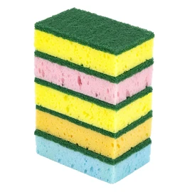 Pine-Sol Heavy Duty Sponge with Scrubber – Pack of 5, Dual-Sided | Easily Cleans and Scrubs Stuck-On Grime, Oil, Grease and Burnt on Food, 5 Pack, Assorted