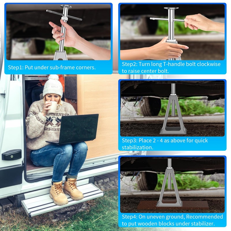 BEBOBLY RV Stack Jacks 4 Pack, Screw Jack Stands for