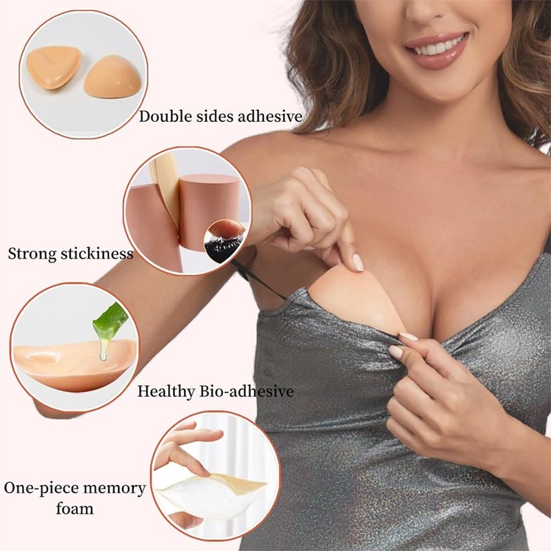 DEPOVOR Sticky Inserts Double-Sided Adhesive Bra Push Up Pads Bikini