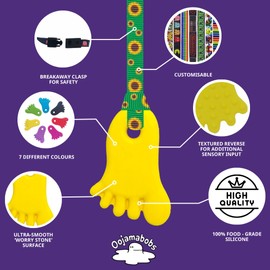 Sensory Oojamabobs - Foot Pendant chew Necklace - Autism - Yellow with Lanyard (70cm, Plain Yellow Lanyard)