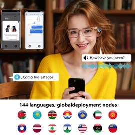 Varnolix AI Translation Bluetooth Glasses,Smart Glasses for Women with GPT AI Real-Time Translator (144 Languages) - Bluetooth Audio Glasses for Travel, Business Meetings & Study