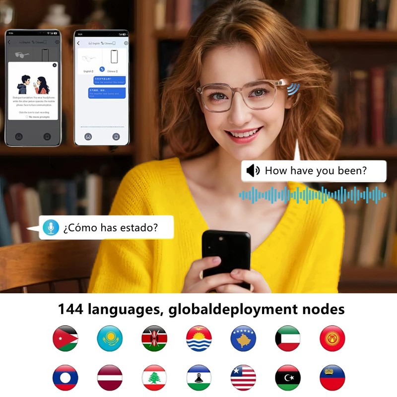 Varnolix AI Translation Bluetooth Glasses,Smart Glasses for Women with GPT