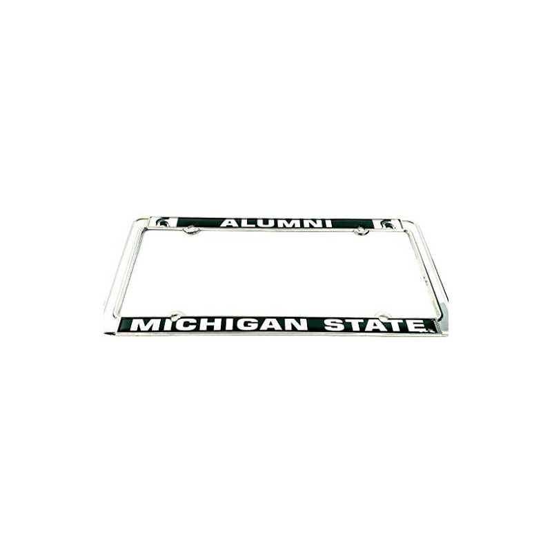 MSU Michigan State Spartans Alumni License Plate Chrome Frame Thin