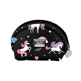 Oh My Pop! Unicorn-Oval Coin Purse, Black, 11.5 x 9 cm