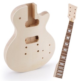 ZEFF DIY Electric Guitar Kit with Basswood Body,6 Strings Electric Guitar Kits W/Maple Neck, Rosewood Fretboard, H-H Pickups, All Accessories Included,Adjustable Bridge System