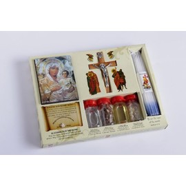 Jerusalem Big Set Holy Samples: Olive Wood Cross, Soil, Olive Oil & Frankincense Incense (1 Set, 4 Items, 1 Piece)