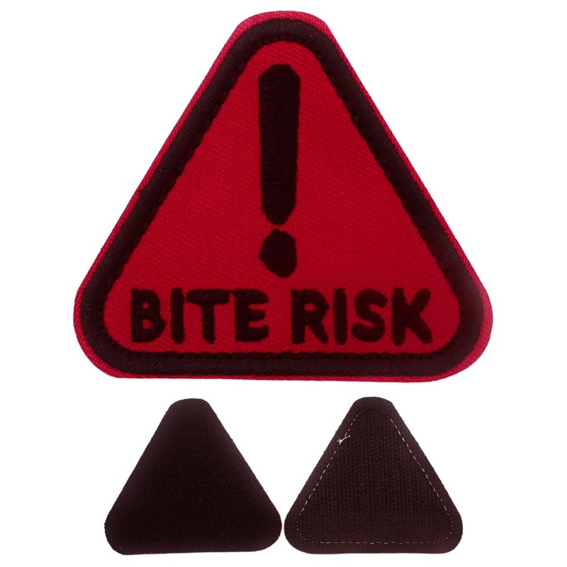 Pet Dog Bite Risk Embroidered Pacth Hook & Loop Funny