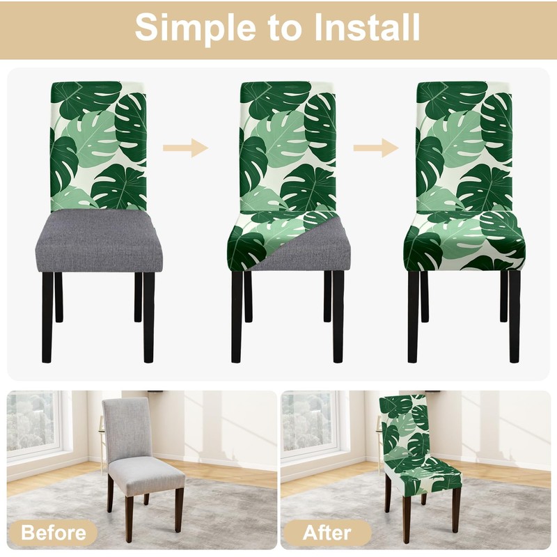 THISFIND Chair Covers for Dining Chairs Set of 6, Tropical