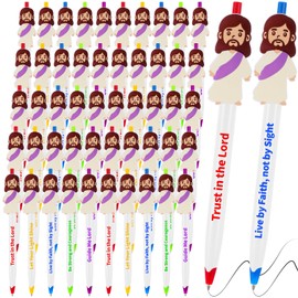 50 Pcs Christian Jesus Pens Bible Verse Pens Little Jesus Figures Ballpoint Pen Black Ink Pen Christmas Inspirational Quotes Scripture Religious Pen for Classroom Prizes Church Christmas Easter Gift