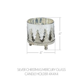 VHC Brands Silver Christmas Mercury Glass Candle Holder 4x4x4