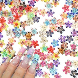Puzxo 50 Stück Blumen Anhänger für Nägel, Blumen Strasssteine ​​für Nägel