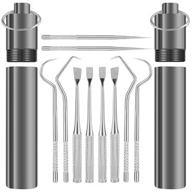 5 Pieces 2 Set Portable Black Metal Toothpicks,Pocket Keychain Titanium toothpick Stainless Steel Toothpick Reusable Toothpicks Holder for Outdoor Camping Picnic Travel