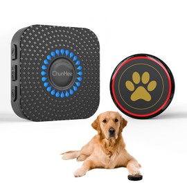ChunHee Dog Bells to Go Outside,Dog Door Bell for Dogs to Ring to Go Outside,Bells for Dog Training to Go Outside,Dog Bell with Adjustable Volume,1 receivers & 1 Dog Buttons [Black, New 2024]
