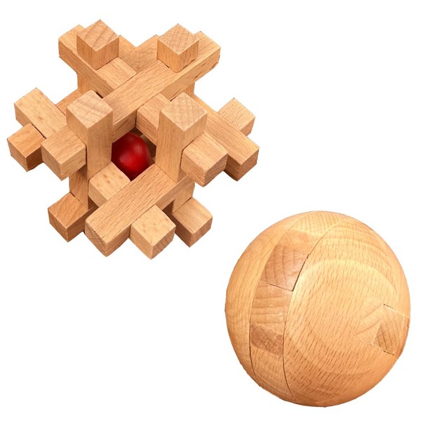 Kongming Puzzle, Wooden Puzzle, Killing Time, Stress Relief Toy Set,