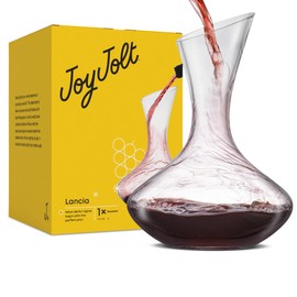 JoyJolt Lancia Wine Decanter Crystal Wine Aerator Handmade Base Glass Pitcher Ultra Elegant Design Easy Pour Slanted Spout for Wine 1200ml (40 fl.oz)