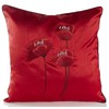 Poppies Red & Black Piped Faux Silk 18" Cushion Cover
