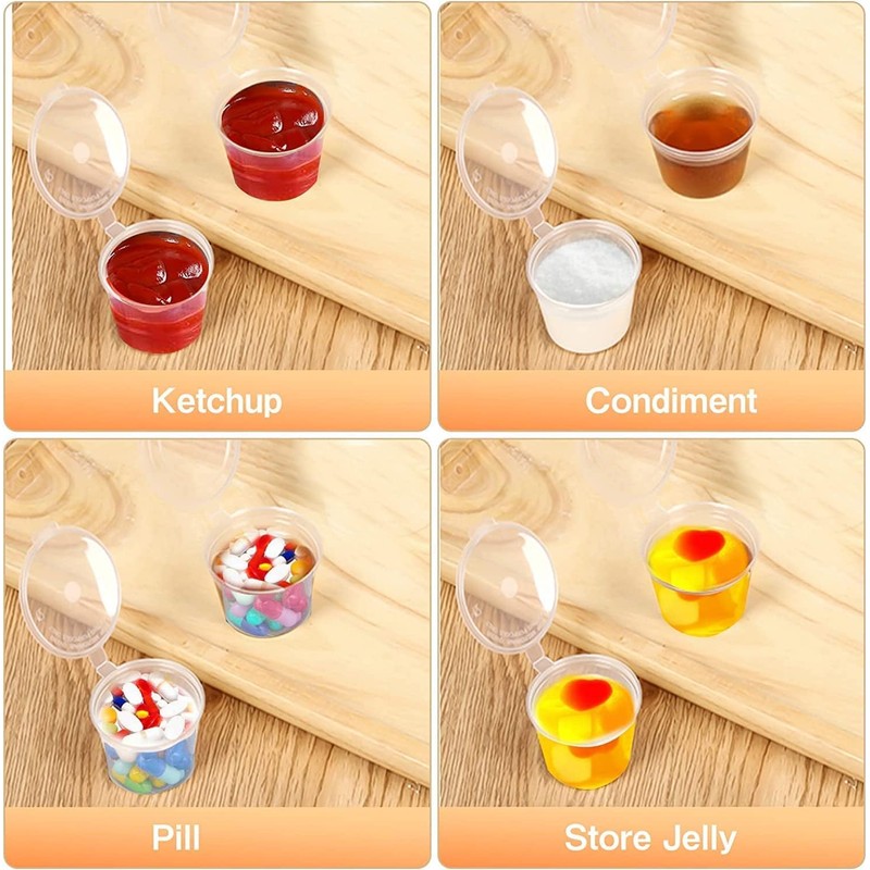 [200 PACK - 1 oz] Round Food Container Pots with