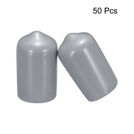 QUARKZMAN Pack of 50 Rubber End Caps 12 mm (1/2 Inch) ID Vinyl PVC Round Tube Bolt Cap Cover Protectors for Screw Thread Grey