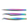 3PCS Eyelash Tweezers Stainless Steel Lash Tweezers Set False Eyelash