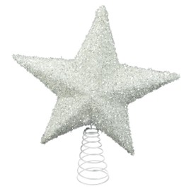 Toyland® 26cm Sparkly White Tree Top Star - Christmas Decorations - Christmas Tree Trims.