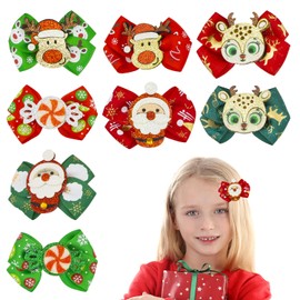 Christmas Hair Clips Christmas Bow Hair Clip 8 Pcs Bows Barrettes Christmas Hair Accessories For Women Girls Children Christmas Party Festival Hair Decor A8HDSDFJ