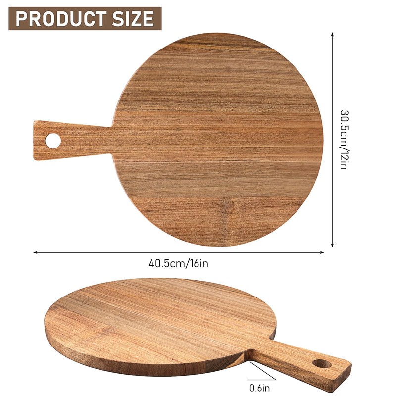 3 Set of Acacia Wood Cutting Boards with Handle, Wooden