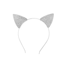 Western F.a.s.h.i.o.n Cat Ears Headband With Rhinestones (Silver)