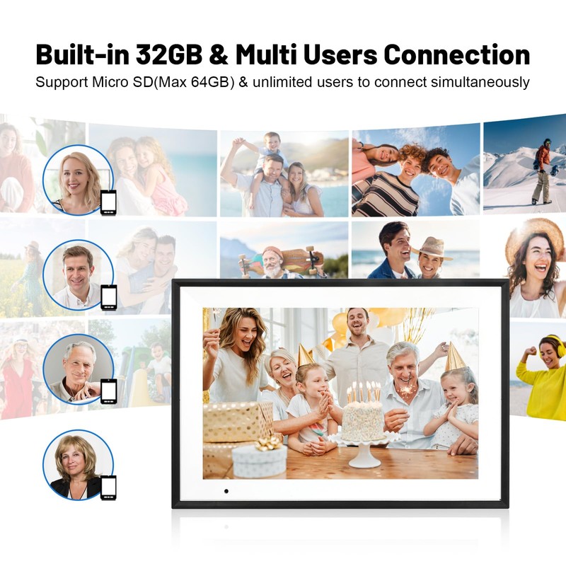 AEEZO 32GB Digital Picture Frame WLAN 10.1 Inches, 1280 x