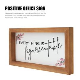 Everything is Figureoutable Sign, Office Decor for Women, Desk Decorations for Women office, Inspirational Farmhouse Cubicle Decor, Office Accessories, Office Wall Decor, Framed,12x6 Inches