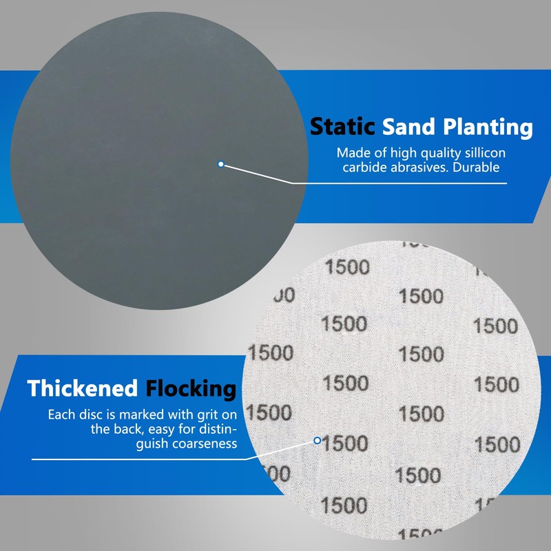 1500 Grit 5 Inch Sanding Discs, VIBRATITE 70 Pieces Hook