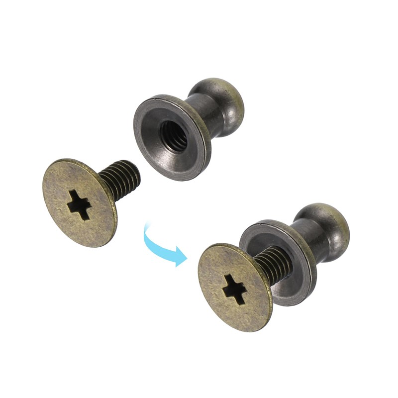 uxcell 15Sets Brass Ball Head Stud Rivets, 5mm Dia. Screw