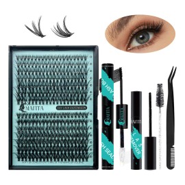 Mafita® Blister Maquillaje Extensión Kit Para Pestañas Li Lash Mink Rizado Postizas Diy Accesorios Fibras Mix Pack Espesor 0.07mm 30d/40d 9-16mm Verde Para Principiantes Adhesivo Para Pestañas