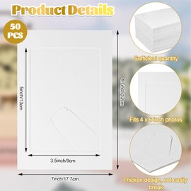 50Pack Paper Picture Frames 4" x 6" Standing Paper Picture Frame Bulk White Paper Photo Frames Kids Artwork Picture Frames Art Display for DIY Craft Display