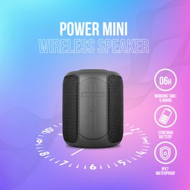 PALL Power Mini, Waterproof Speaker 12W, Excellent for Outdoors | True Wireless Speaker, Compatible with Android and iOS | 6 Hour Playtime | Bluetooth 5.0, Portable - Black
