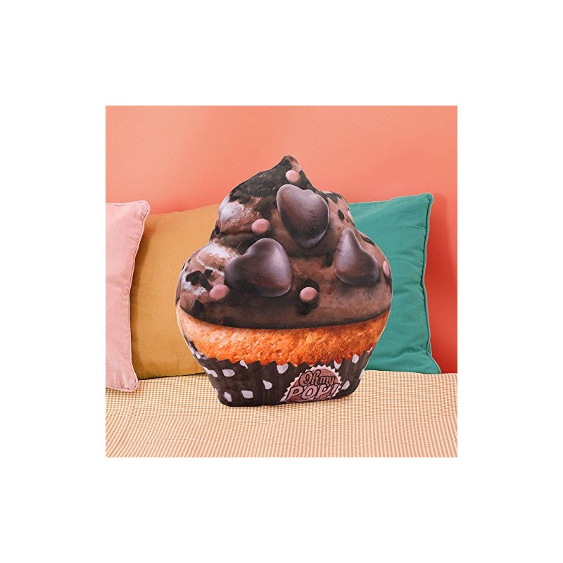 Oh My Pop! Cupcake-Large Cushion, Brown, 34 x 32 cm