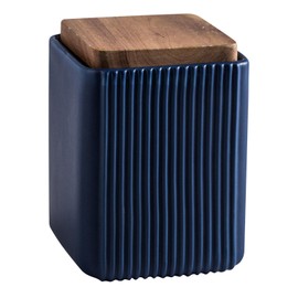 Jueison Ceramic Storage Jars Modern Elegant Highly Polished Airtight Storage Canisters with Lid Whiteware Food Stroage Jar for Kitchen Spice Tea Vanilla Sugar Coffee Beans (Blue-750ML)