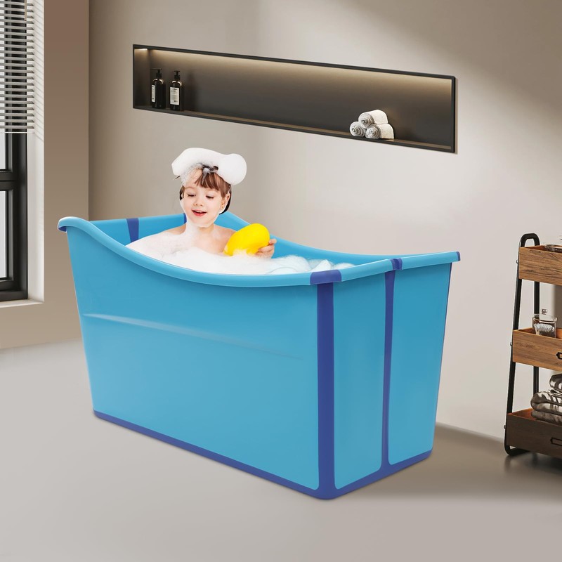 QUSKLISU Foldable Bathtub, Portable Collapsible Bathtub 22.45gal Capacity, Modern Plastic