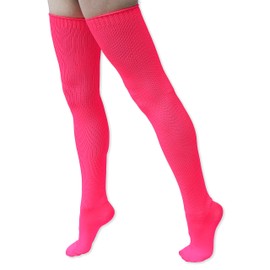 Extra Long Solid Color Thigh High Knit Socks (Neon Pink (1 pair))
