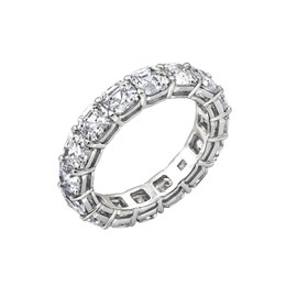 KIERA Rhodium Clad Sterling Silver 4mm Asscher Cut Cubic Zirconia Eternity Ring, Size 6