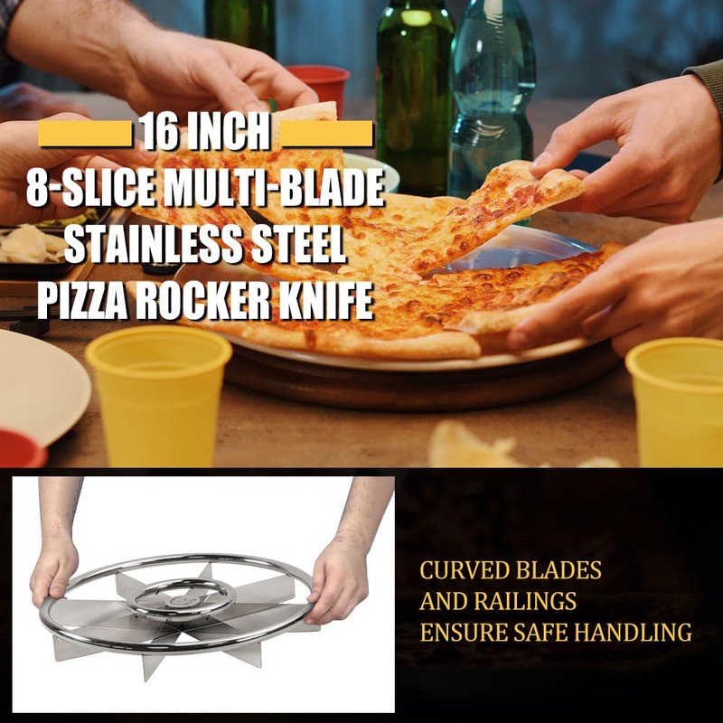 LRUI 16 Inch Round Pizza Cutter, Heavy Duty Stainless Steel